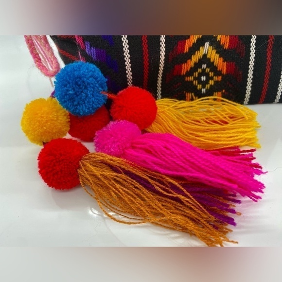 Mexican Cosmetic Bag Makeup Bag Pom Poms - Picture 3 of 8